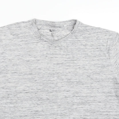 TU Mens Grey  Cotton  T-Shirt Size L Crew Neck