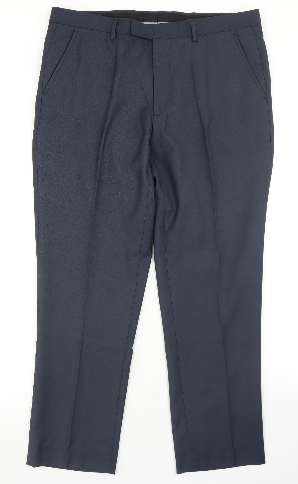 Mens UK Size 34 in Simon Jersey Regular Fit Dress Pants Blue Trousers