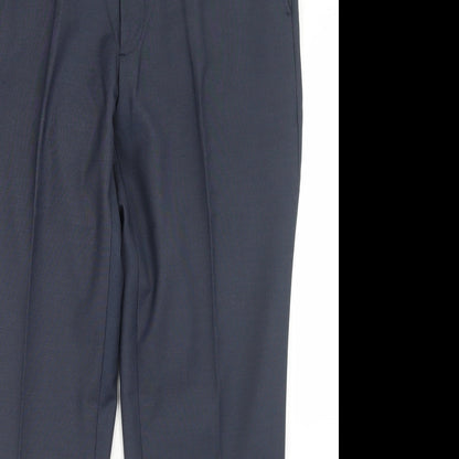 Mens UK Size 34 in Simon Jersey Regular Fit Dress Pants Blue Trousers