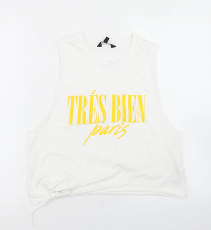 Womens UK Size 14 New Look White Cropped Tank
