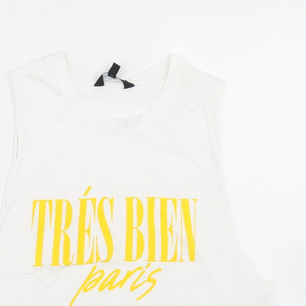 Womens UK Size 14 New Look White Cropped Tank