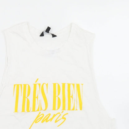 Womens UK Size 14 New Look White Cropped Tank
