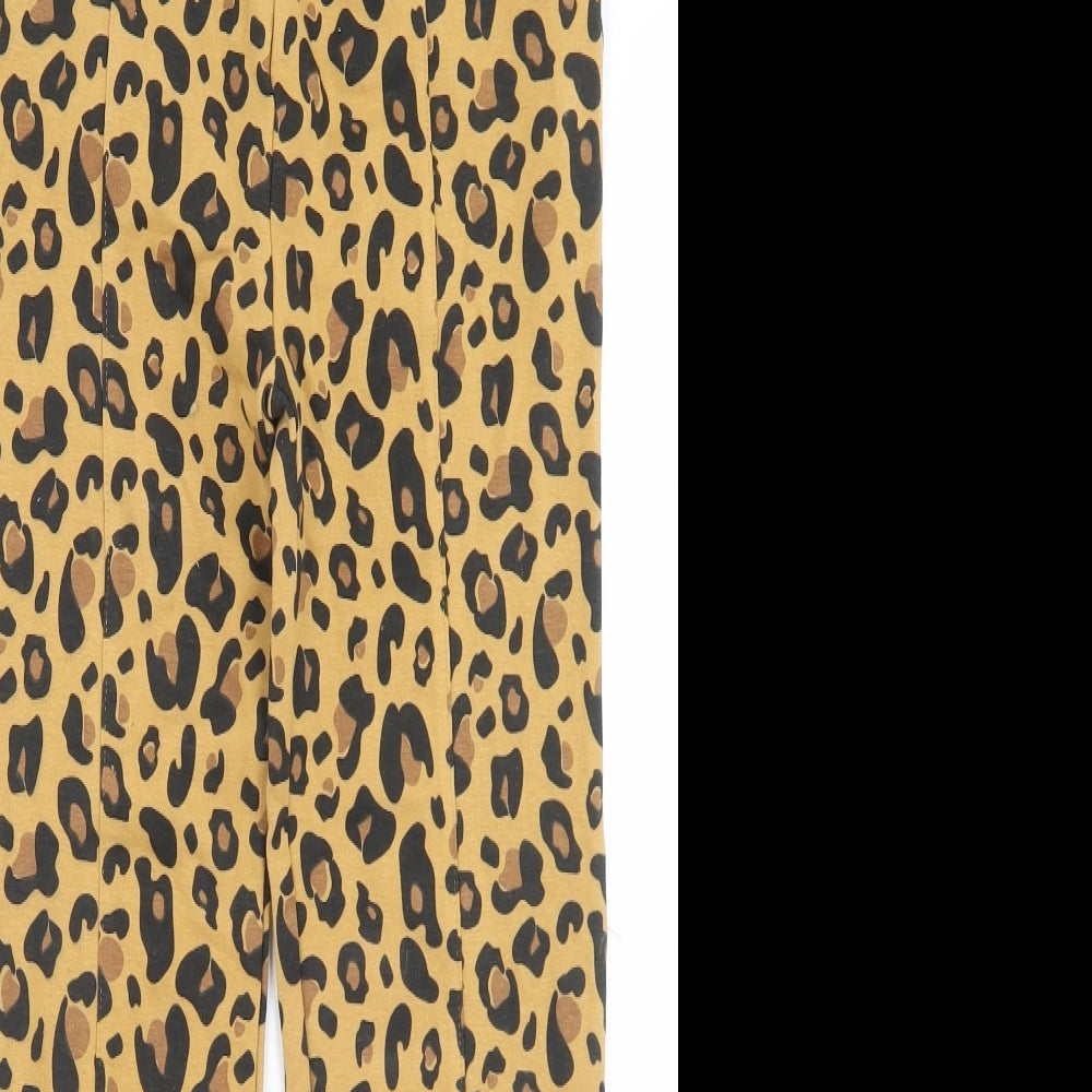 Crafted Girls Beige Animal Print Cotton Dress Pants Trousers Size 13 Years  Regular