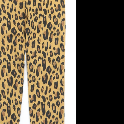 Crafted Girls Beige Animal Print Cotton Dress Pants Trousers Size 13 Years  Regular