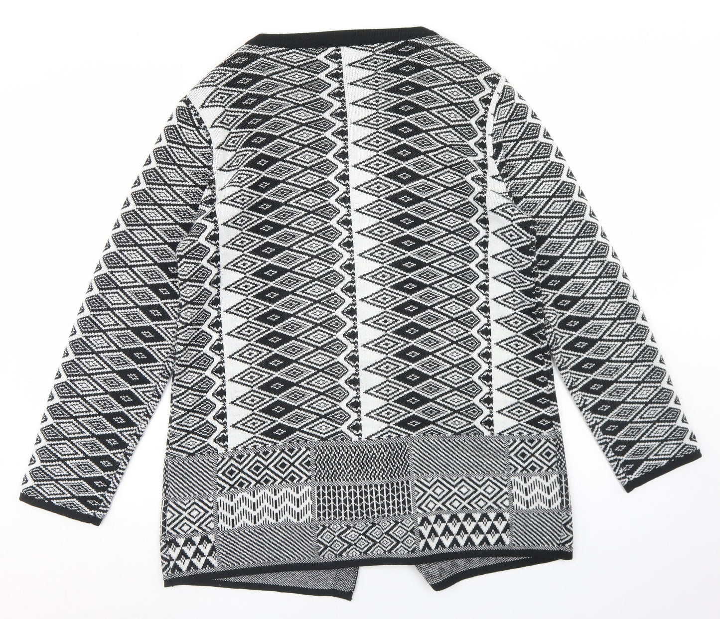 BPC Selection Womens Black Round Neck Argyle/Diamond Acrylic Full Zip Jumper Size M