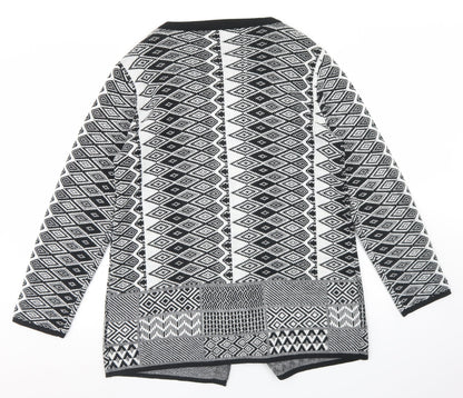 BPC Selection Womens Black Round Neck Argyle/Diamond Acrylic Full Zip Jumper Size M