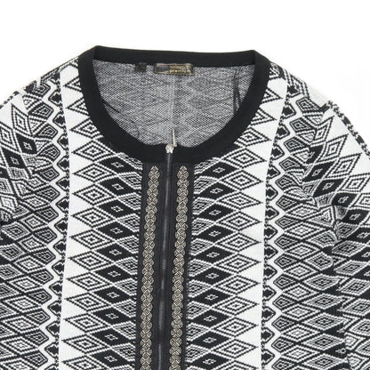 BPC Selection Womens Black Round Neck Argyle/Diamond Acrylic Full Zip Jumper Size M