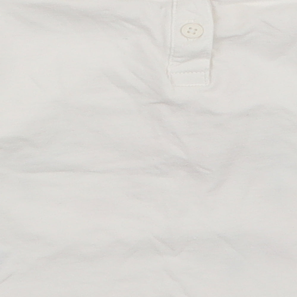 Matalan Girls White  100% Cotton Jersey T-Shirt Size 3-6 Months Round Neck Button - Be happy
