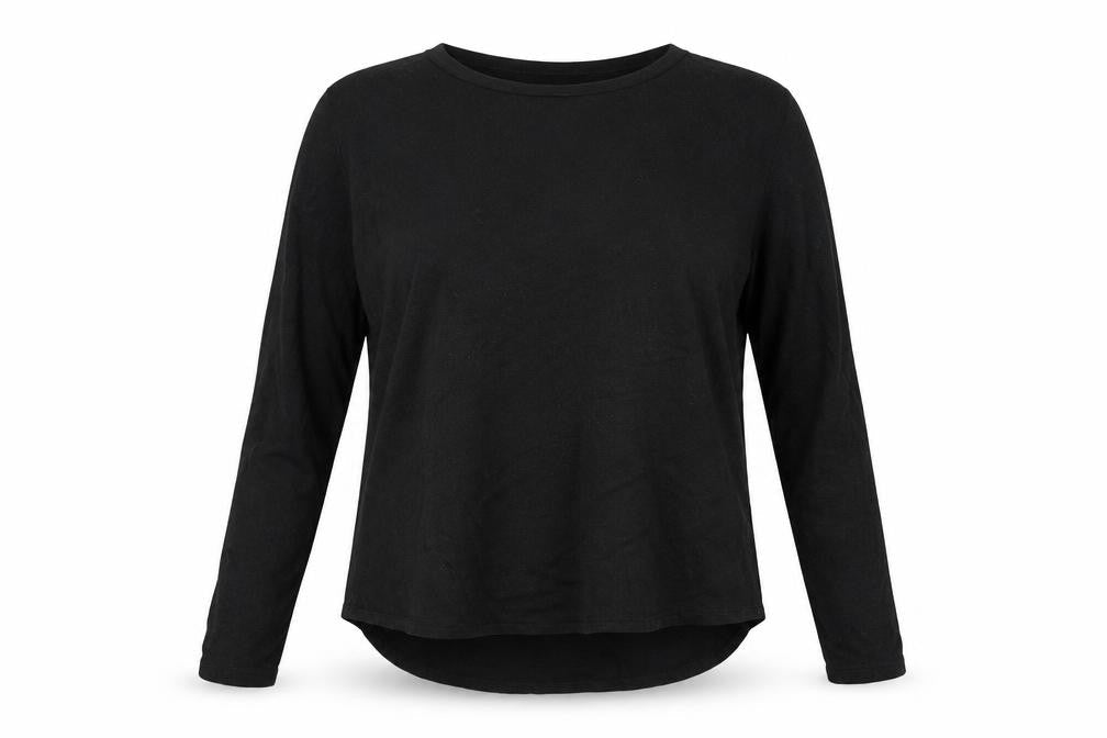 Front view of H&M women’s grey acrylic jersey t-shirt, size XS, round neck