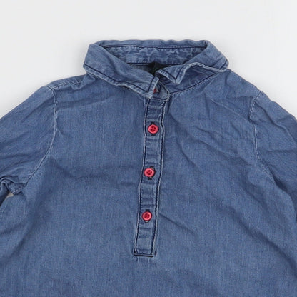 United Colors of Benetton Girls Blue  Polyester A-Line  Size 12 Months  Collared Button