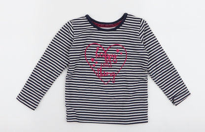 Young Dimension Girls Multicoloured Striped Viscose Jersey T-Shirt Size 12-18 Months Round Neck Pullover - Happy little thing