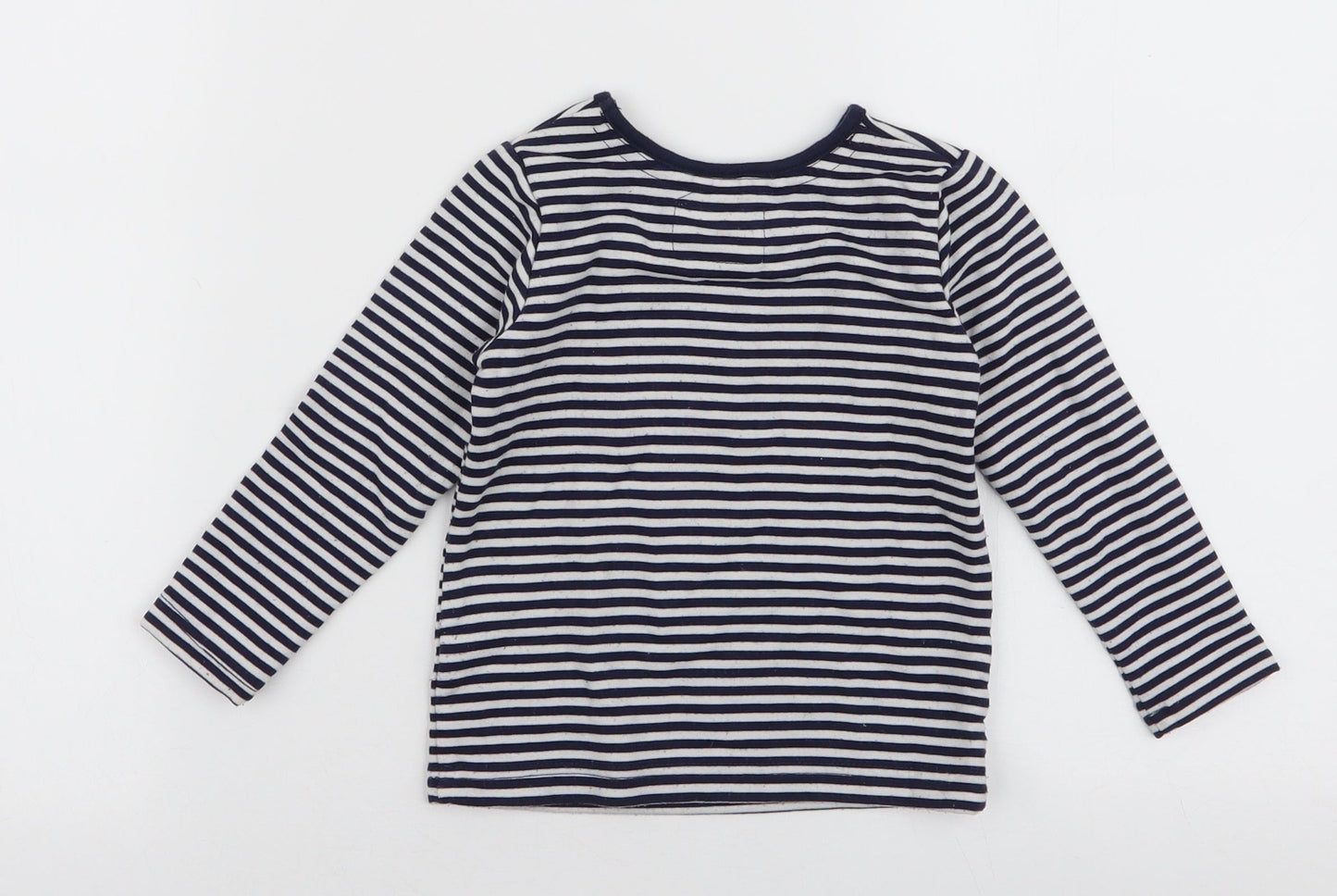 Young Dimension Girls Multicoloured Striped Viscose Jersey T-Shirt Size 12-18 Months Round Neck Pullover - Happy little thing