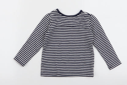 Young Dimension Girls Multicoloured Striped Viscose Jersey T-Shirt Size 12-18 Months Round Neck Pullover - Happy little thing