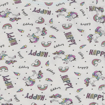 Primark Girls Multicoloured  100% Cotton Jersey T-Shirt Size 18-24 Months Round Neck Pullover - Unicorns Rainbows