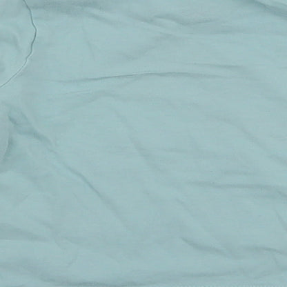 F&F Girls Blue  Cotton Jersey T-Shirt Size 12-18 Months Round Neck Snap - Smile