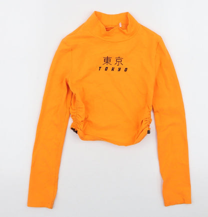George Girls Yellow  Cotton Cropped T-Shirt Size XS High Neck Pullover - Tokyo