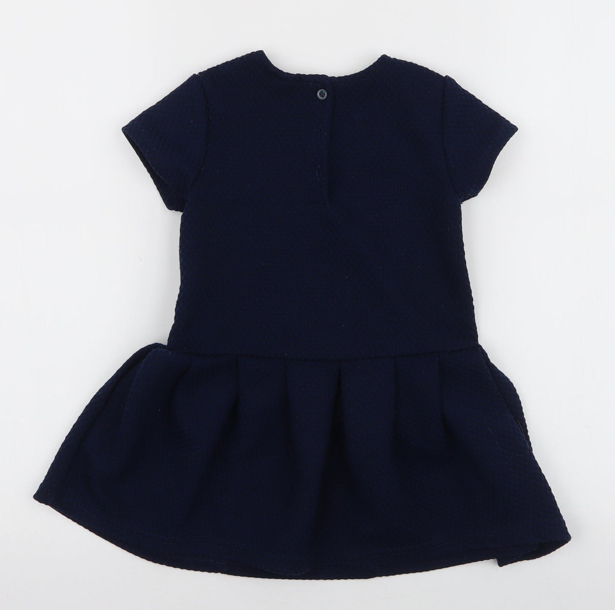 Back view of Next girls’ blue polyester a-line, size 3-4, years round neck pullover