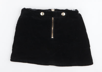 Dunnes Stores Girls Black  Cotton A-Line Skirt Size 4 Years  Regular Zip