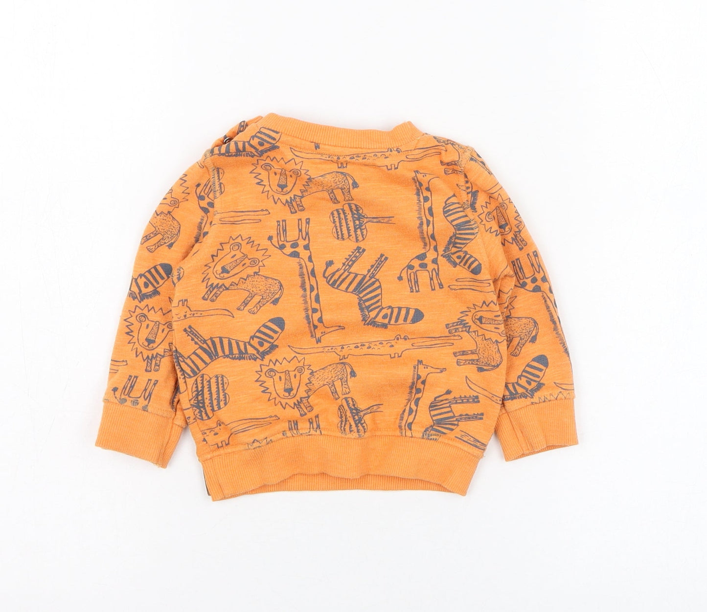 F&F Boys Orange  Cotton Pullover Jumper Size 6-9 Months  Pullover - Lion, Giraffe, Zebra, Crocodile