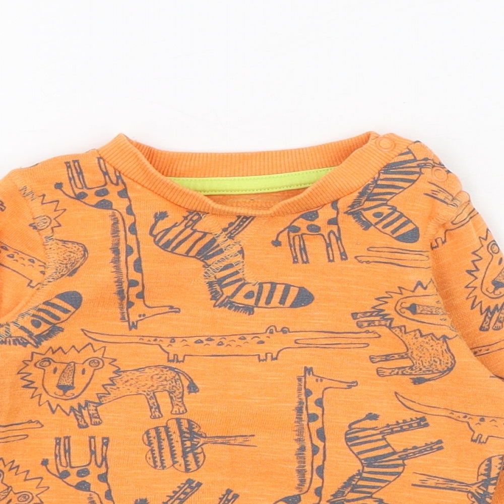 F&F Boys Orange  Cotton Pullover Jumper Size 6-9 Months  Pullover - Lion, Giraffe, Zebra, Crocodile