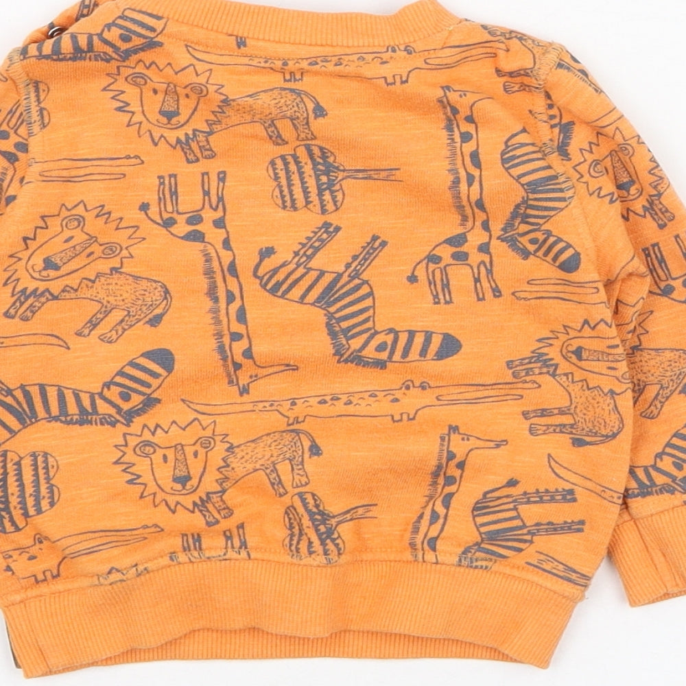F&F Boys Orange  Cotton Pullover Jumper Size 6-9 Months  Pullover - Lion, Giraffe, Zebra, Crocodile