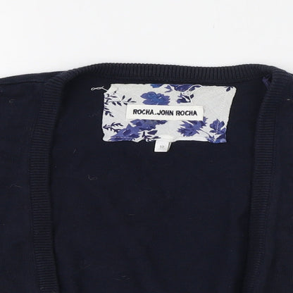 Debenhams Womens Blue Round Neck  Cotton Cardigan Jumper Size 10