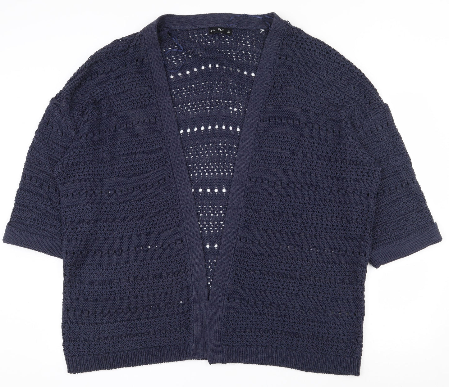 F&F Womens Black V-Neck  Acrylic Cardigan Jumper Size 10