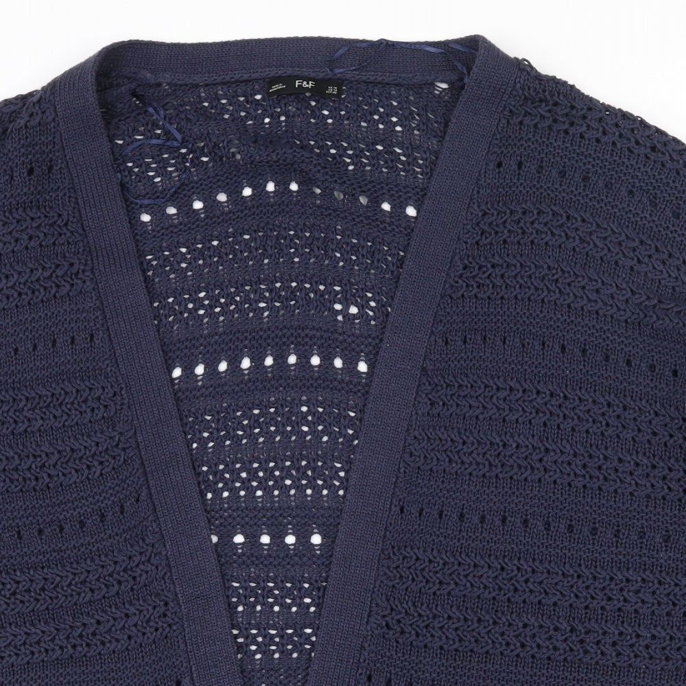 F&F Womens Black V-Neck  Acrylic Cardigan Jumper Size 10