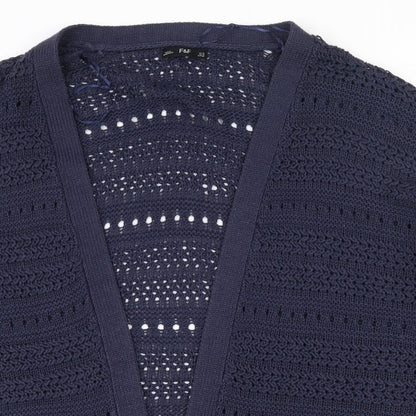 F&F Womens Black V-Neck  Acrylic Cardigan Jumper Size 10