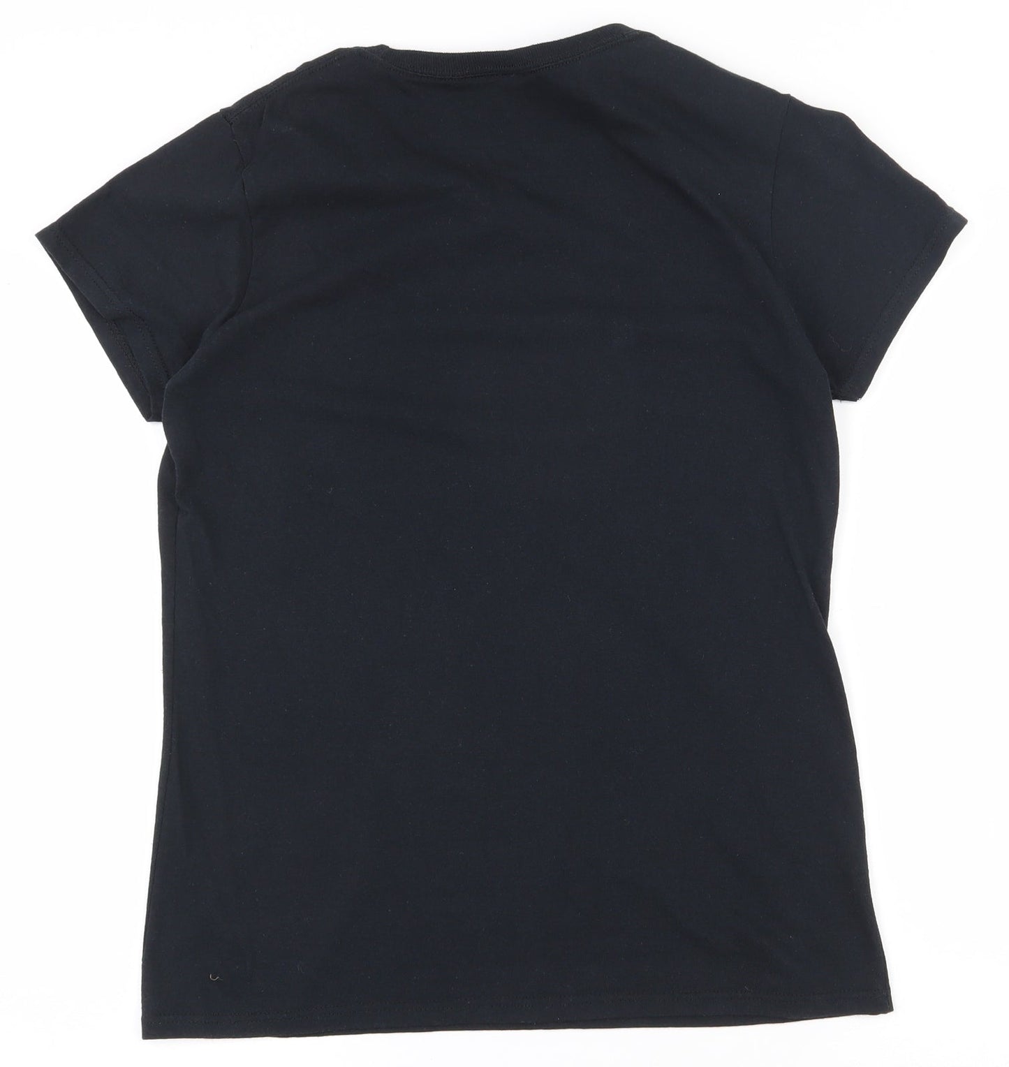 Womens UK Size M Gildan Black Basic T-Shirt