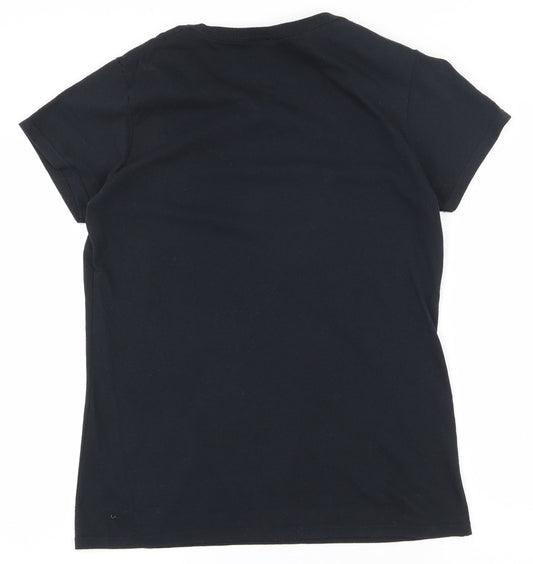 Womens UK Size M Gildan Black Basic T-Shirt
