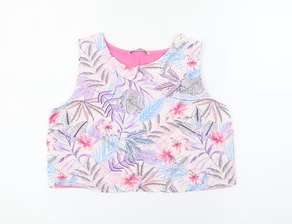 George Girls Pink Floral Viscose Camisole Tank Size 11-12 Years Round Neck