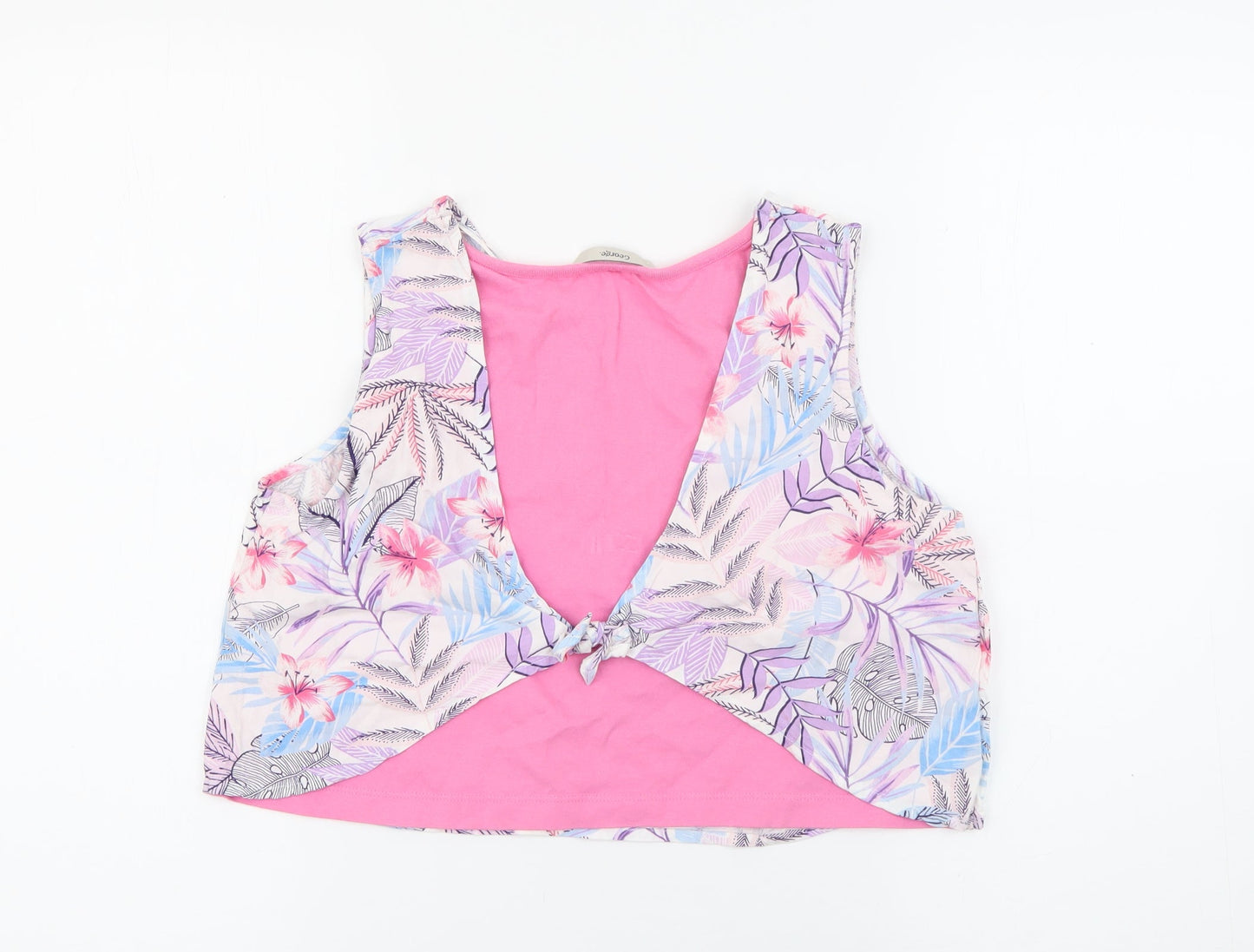 George Girls Pink Floral Viscose Camisole Tank Size 11-12 Years Round Neck