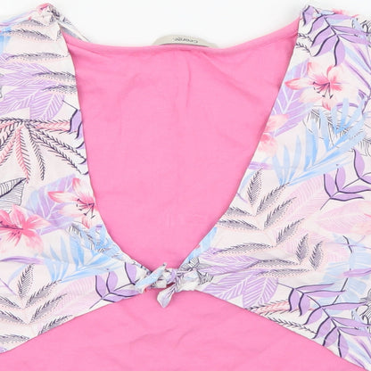 George Girls Pink Floral Viscose Camisole Tank Size 11-12 Years Round Neck