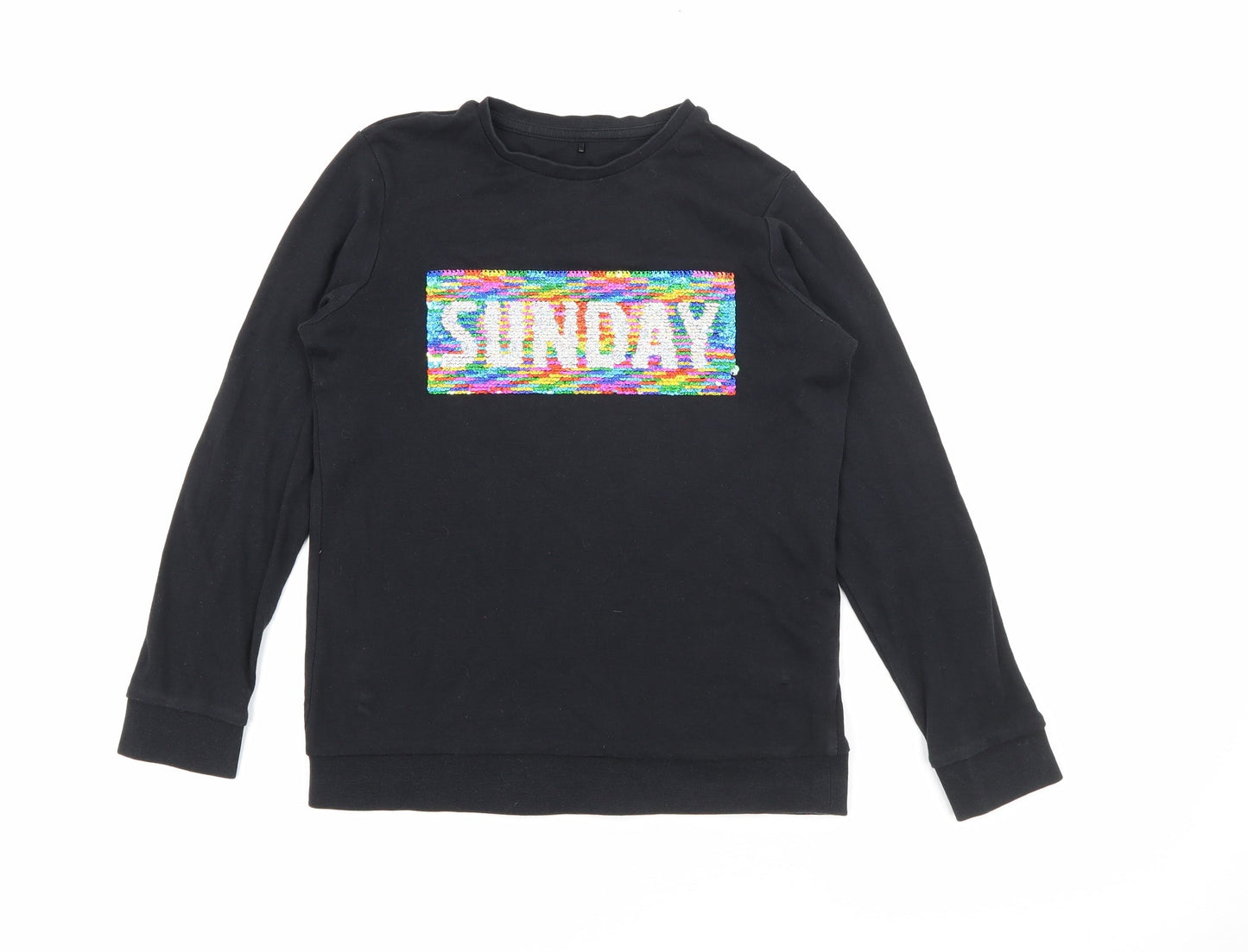 George Girls Black  Cotton Pullover Sweatshirt Size 8-9 Years