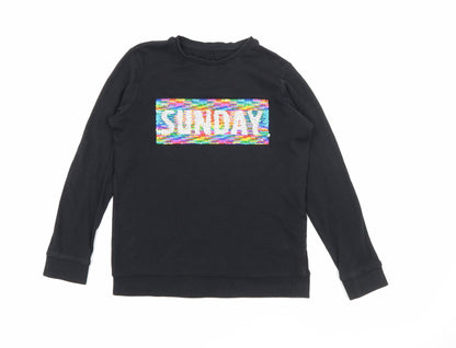 George Girls Black  Cotton Pullover Sweatshirt Size 8-9 Years