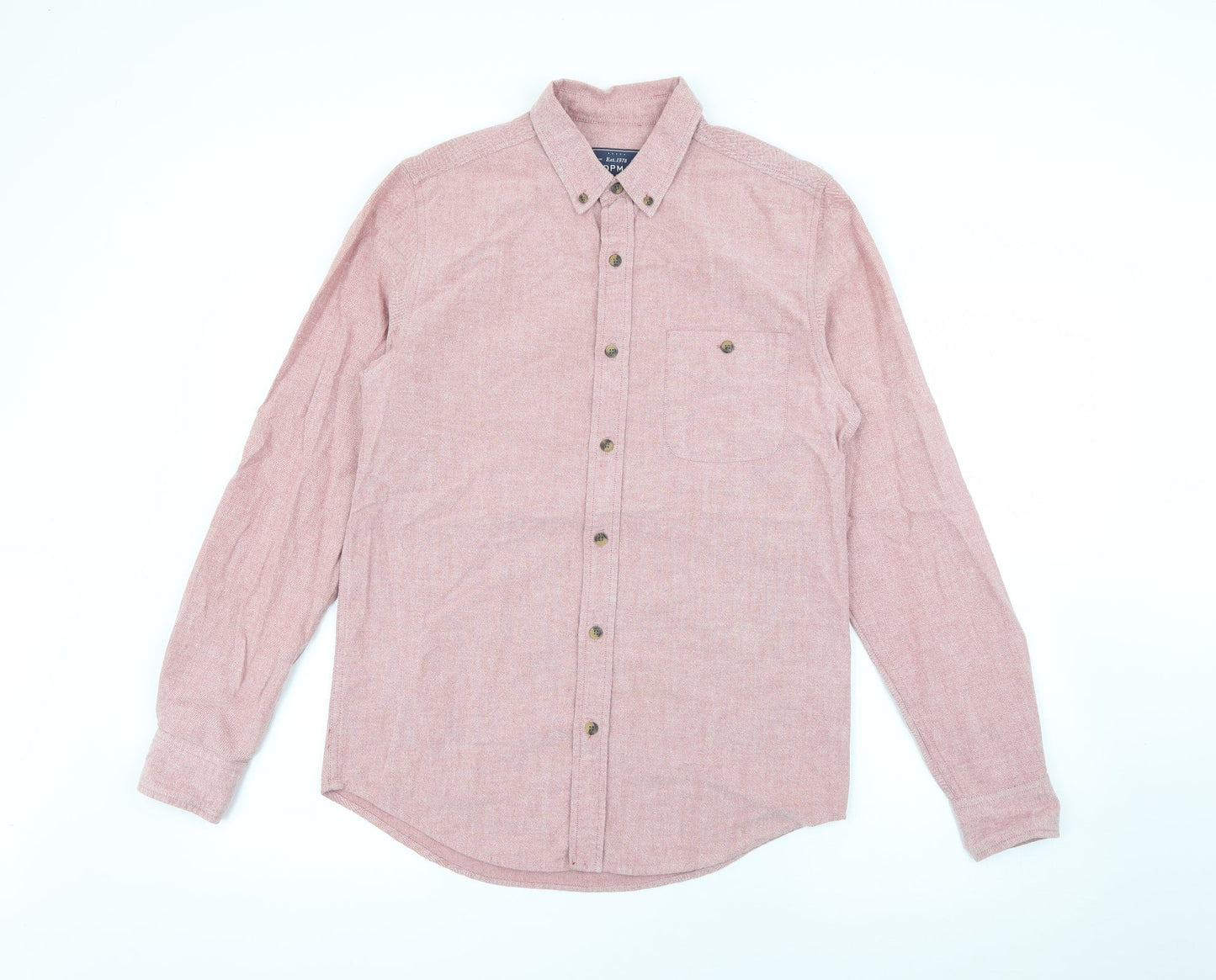 Mens UK Size S Topman Red  Button-Up Long Sleeve Casual Shirt