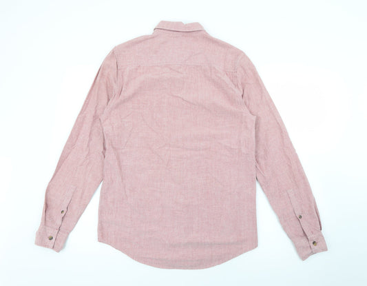 Topman Mens Red  Cotton  Button-Up Size S Collared Button