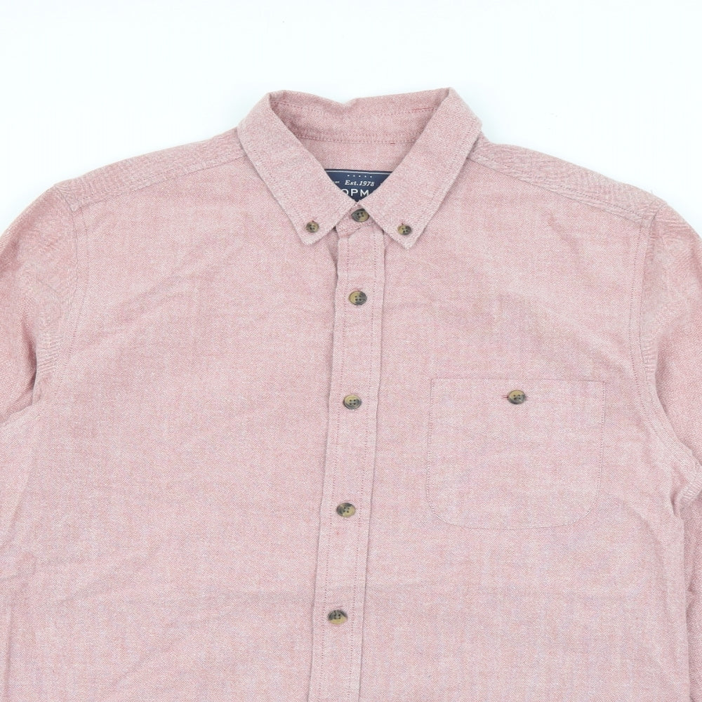 Mens UK Size S Topman Red  Button-Up Long Sleeve Casual Shirt