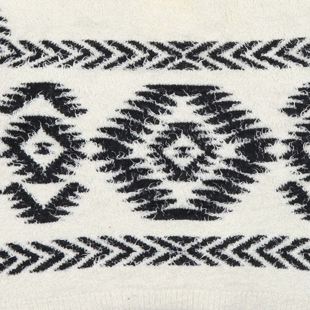 TU Womens White Scoop Neck Geometric Polyester Pullover Jumper Size 10