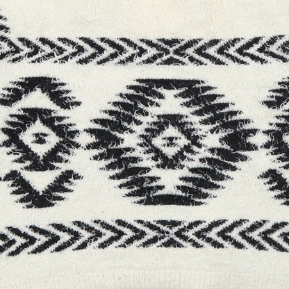 TU Womens White Scoop Neck Geometric Polyester Pullover Jumper Size 10