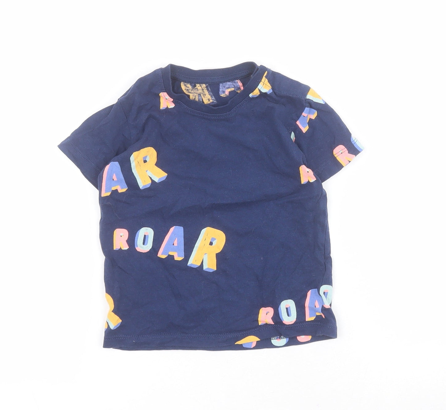 Marks and Spencer Baby Blue  Cotton Pullover T-Shirt Size 12-18 Months Round Neck Snap - Roar