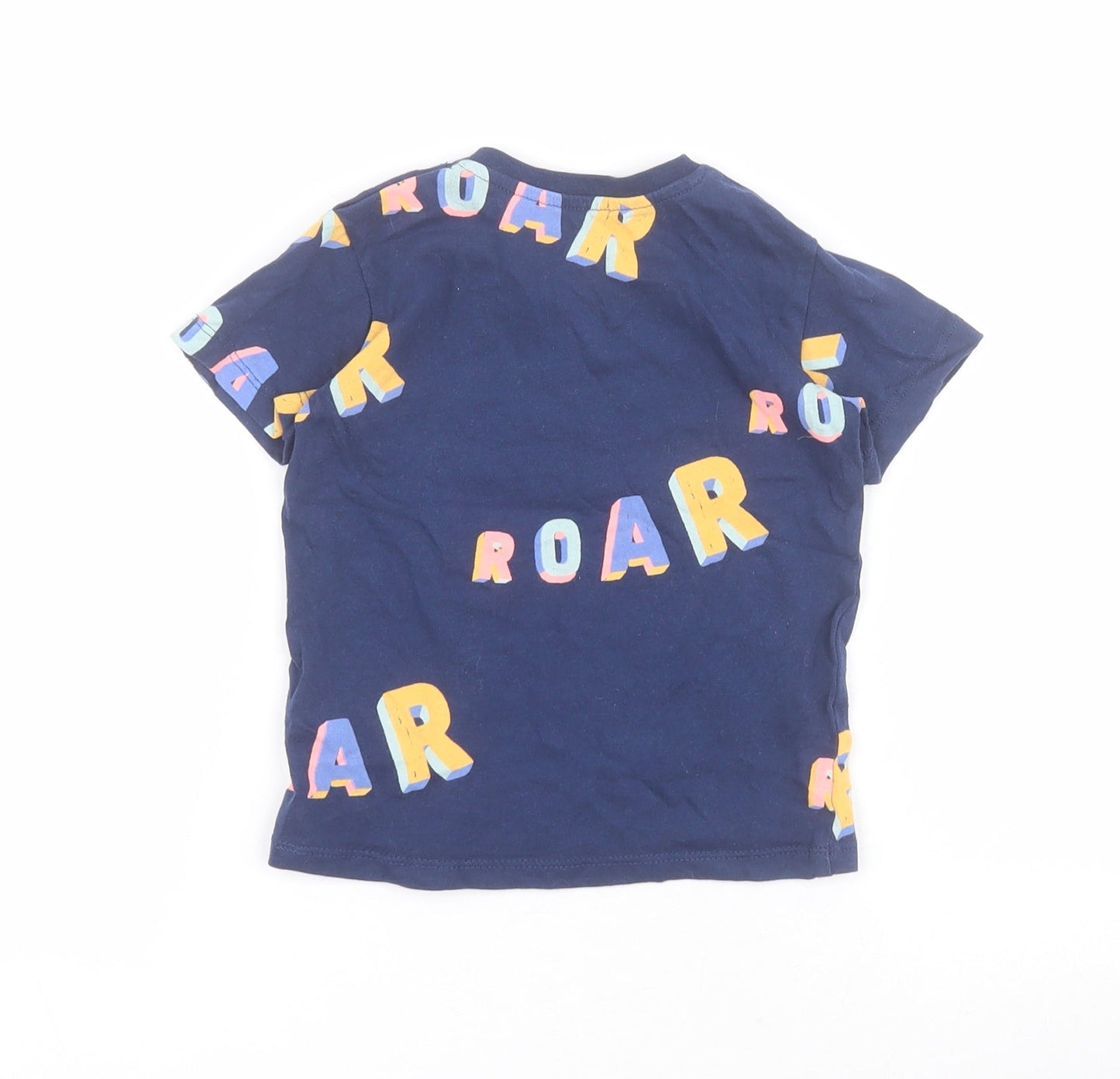 Marks and Spencer Baby Blue  Cotton Pullover T-Shirt Size 12-18 Months Round Neck Snap - Roar