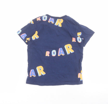 Marks and Spencer Baby Blue  Cotton Pullover T-Shirt Size 12-18 Months Round Neck Snap - Roar