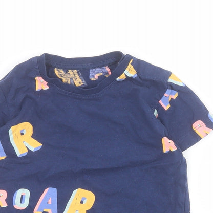 Marks and Spencer Baby Blue  Cotton Pullover T-Shirt Size 12-18 Months Round Neck Snap - Roar