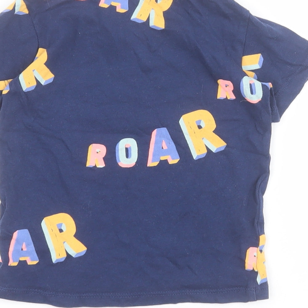 Marks and Spencer Baby Blue  Cotton Pullover T-Shirt Size 12-18 Months Round Neck Snap - Roar