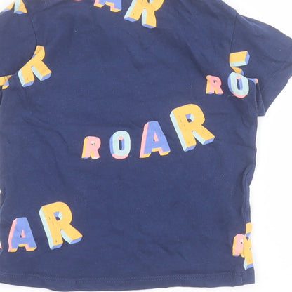 Marks and Spencer Baby Blue  Cotton Pullover T-Shirt Size 12-18 Months Round Neck Snap - Roar
