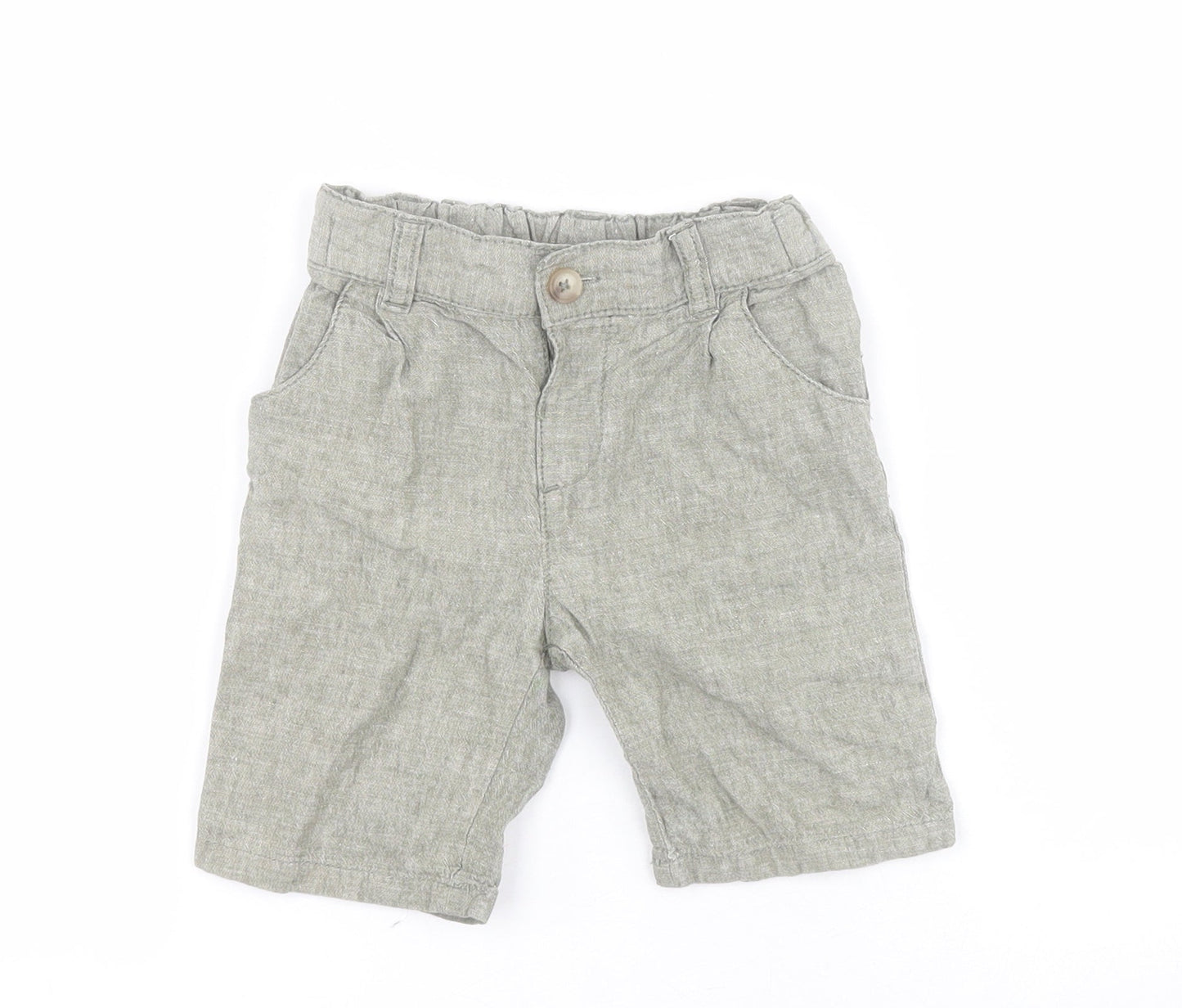 Matalan Baby Green  Linen Cropped Trousers Size 18-24 Months  Button