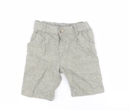 Matalan Baby Green  Linen Cropped Trousers Size 18-24 Months  Button