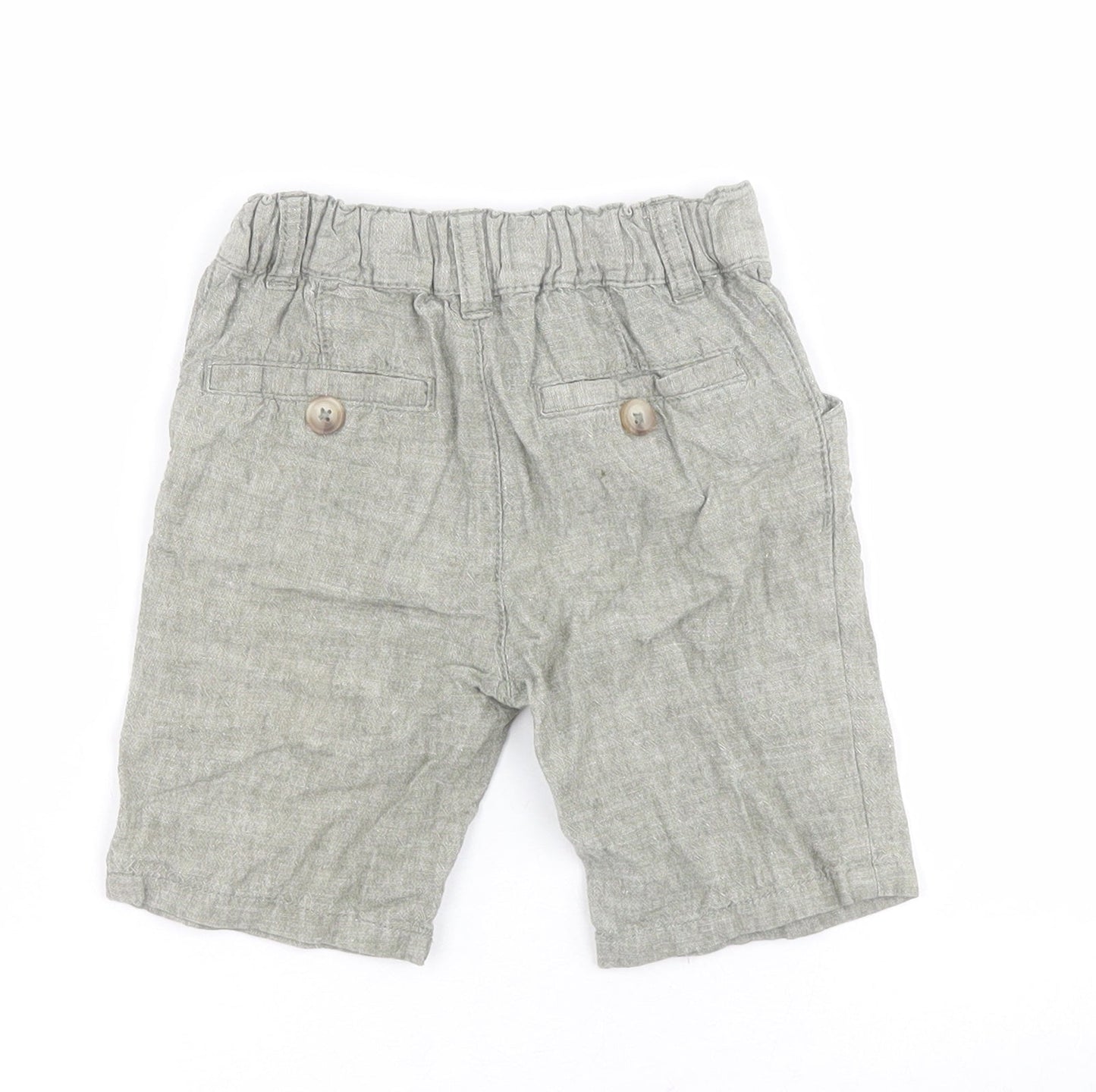 Matalan Baby Green  Linen Cropped Trousers Size 18-24 Months  Button